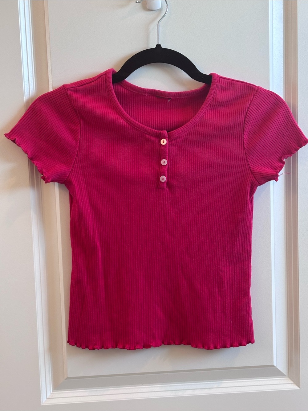 Target Kids Ribbed Henley Top - Hot Pink